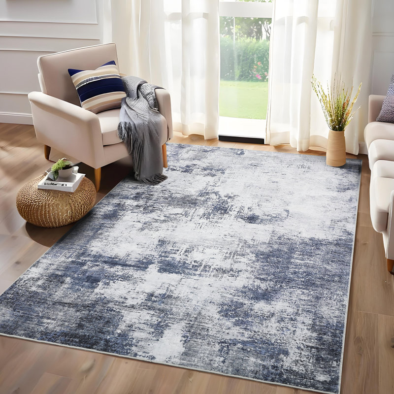 Abstract Machine Washable Rug Non-Slip Area Rug Modern Design Rug Durable Floor Carpet Easy-Cleaning Rug, Rectangle 5' x 7'