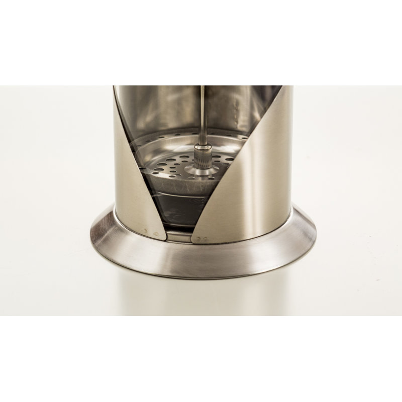 OVENTE French Press Coffee Maker 12 Ounce, 4 Level Stainless Steel Filter System & Heat Resistant Borosilicate Glass, Scoop included, Silver FSL12S