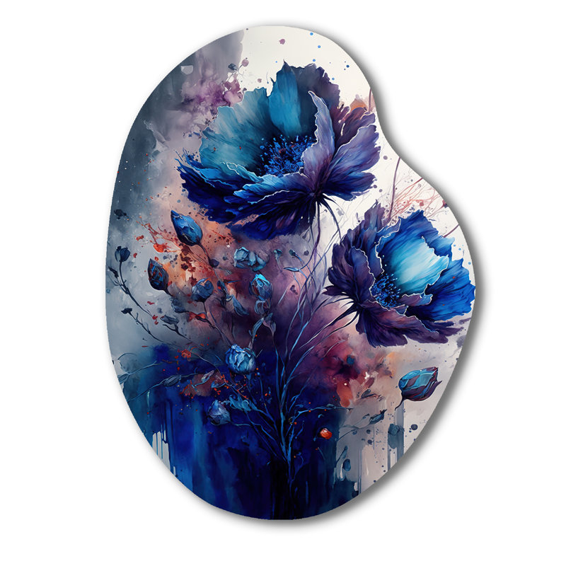 Décoration murale vibrante en forme de poire - Bouquet de fleurs bleu éclatant II, H 30 po x l 22 po