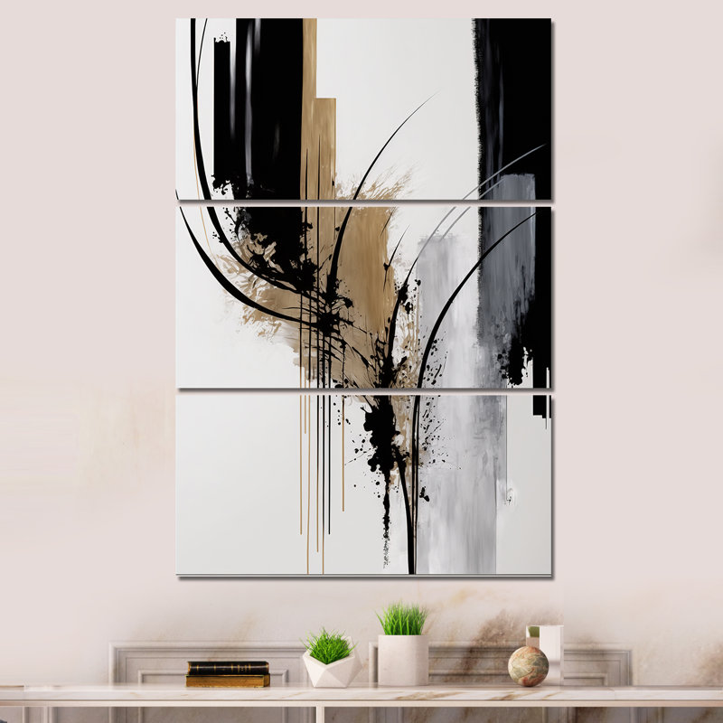 Avetik noir, blanc et doré Expression II 3 pièces, H 36 po x l 28 po x P 1 po