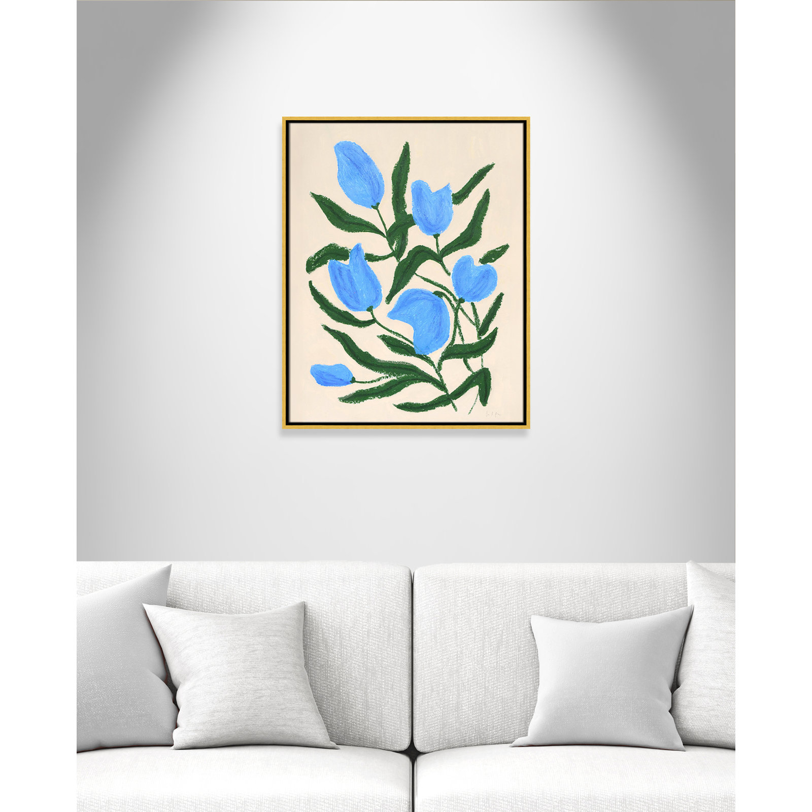 Blue Tulips Print by Camilla Bergqvist, 29.5" H x 23.5" W, Gold