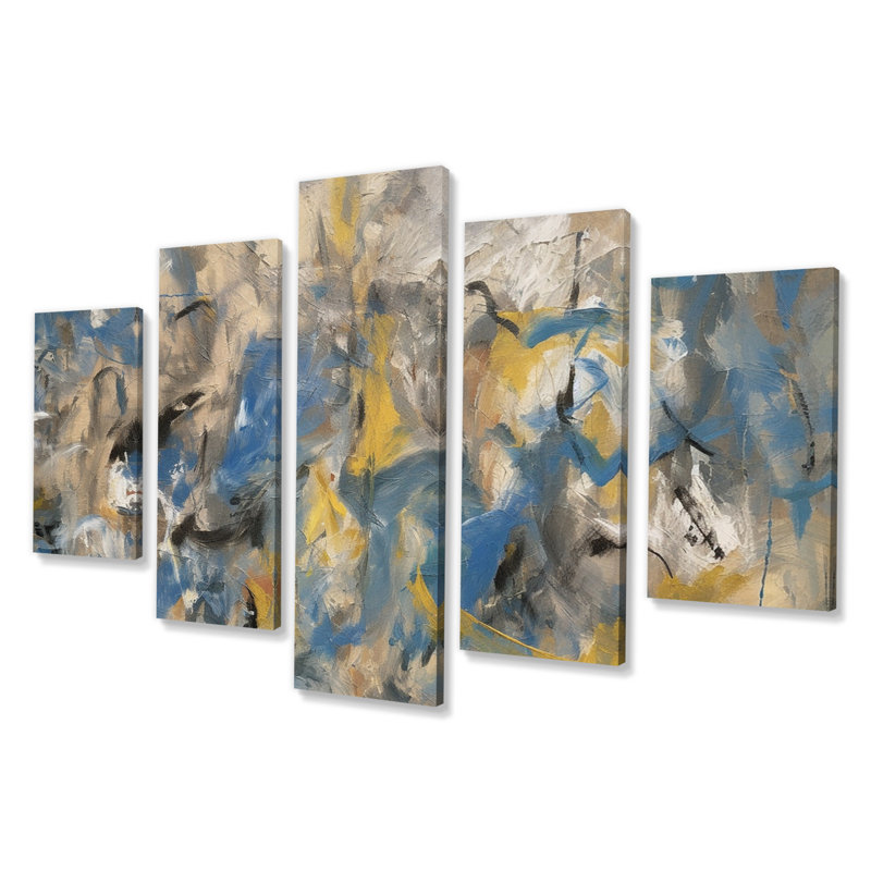 Southern Sunrise Abstract Expressionism V - Abstract Collages, impression d'art mural - 5 panneaux