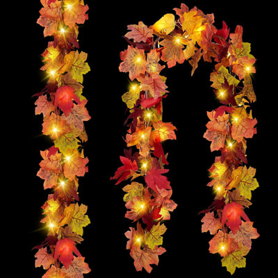 183 cm in. Lighted Fresh Faux Artificial Maple Garland