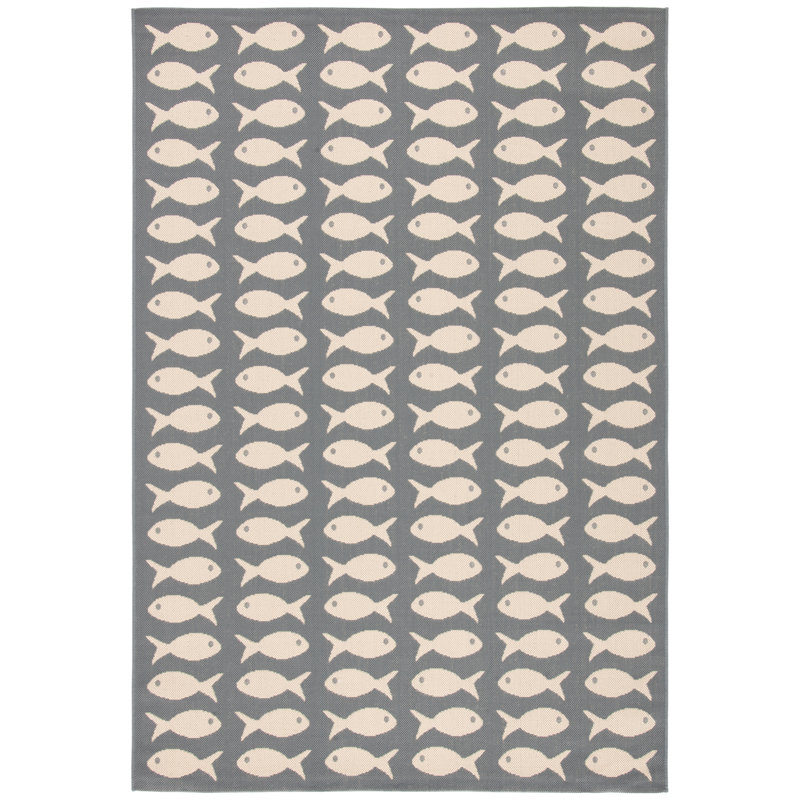 Annika Gray/Beige Indoor/Outdoor Area Rug, Rectangle 2'7" x 5'