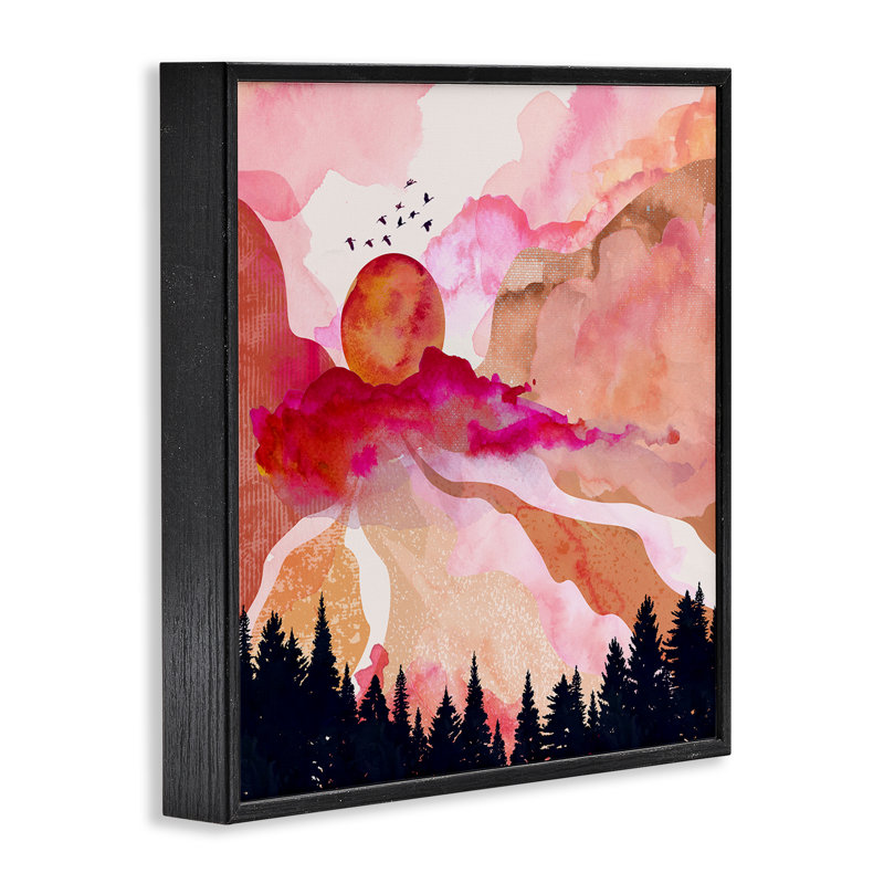 Dawn In The River Framed Giclee, design by Mia Charro, Midnight Black Framed Giclee, 12" H x 12" W