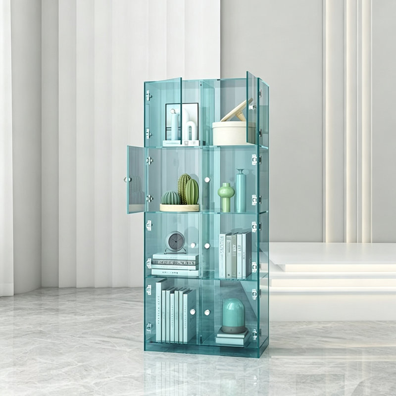Bibliothèque moderne en acrylique, H 53,94 po x l 23,62 po x P 11,81 po, Lac bleu
