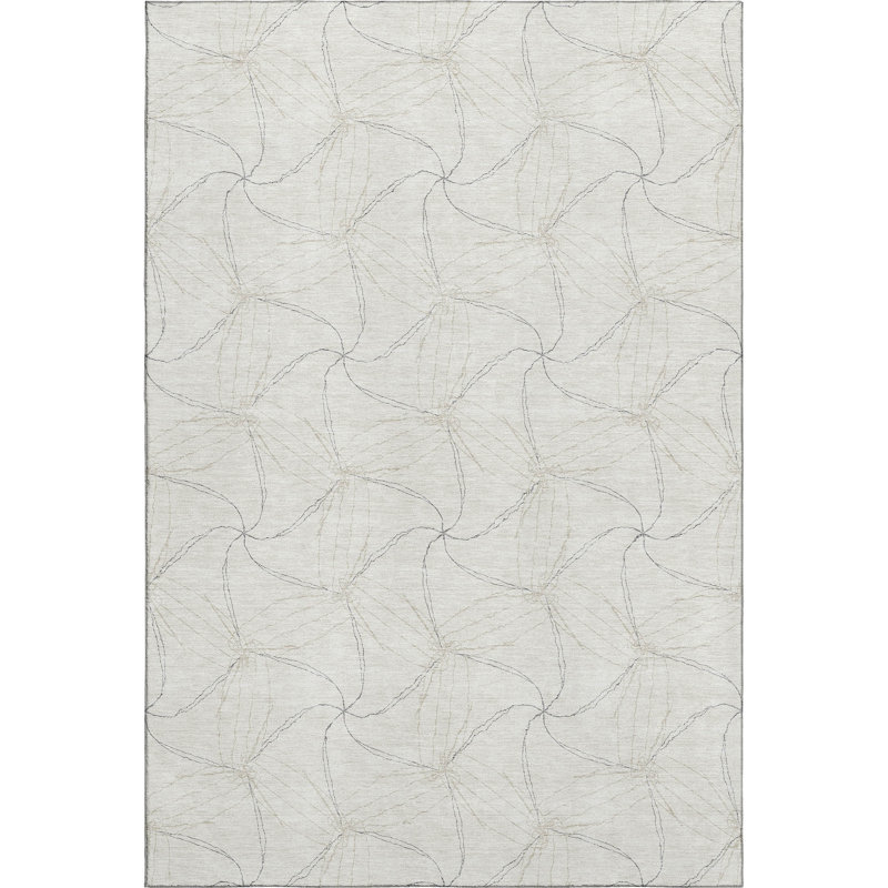 Premium Machine Washable Prisco Ivory Rug, Rectangle 9' x 12'