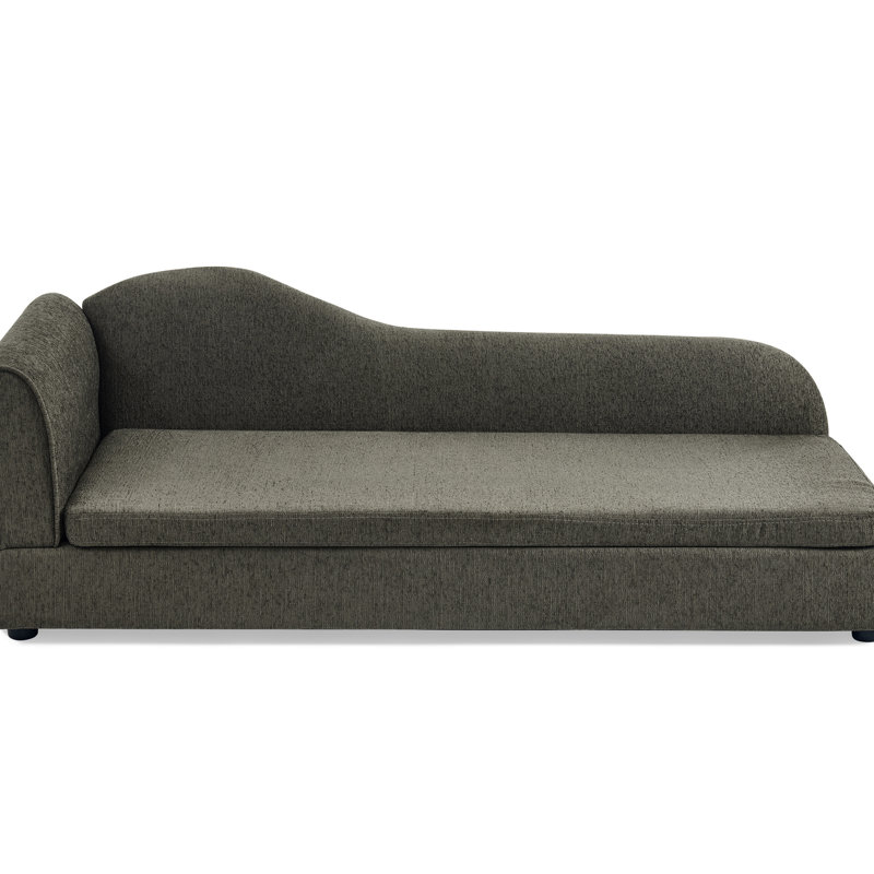 Espace de détente pour chien de taille moyenne et grande - conception moderne avec motif irrégulier, accoudoir simple, housse en lin respirant, pieds en plastique bas gris foncé, dimensions pour animaux de compagnie surdimensionnés de 55 po x 26 po x 18,5 po