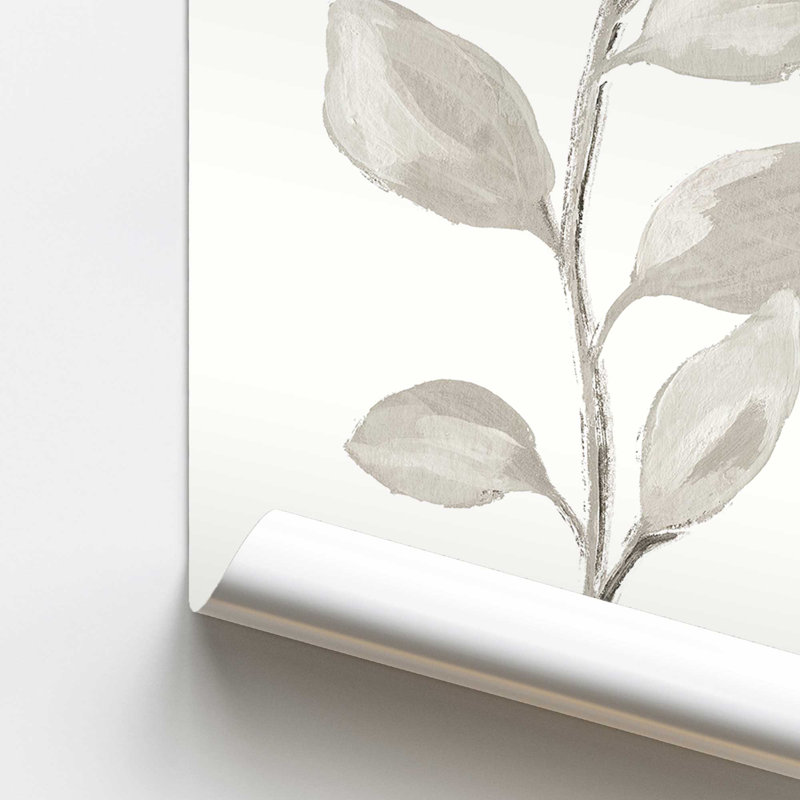 Élégantes feuilles grises I print, H 14 po x l 11 po, Impression sans cadre
