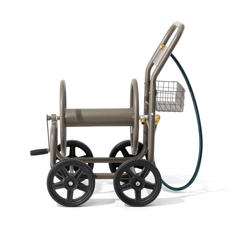 Yardworks 4-Wheel Rolling All Steel Garden Hose Reel Cart, 250-ft