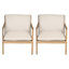 Ensemble de conversation d'extérieur en bois avec 2 chaises de club de patio contemporaines avec coussins d'eau et conception de 2 lattes de style pour le jardin