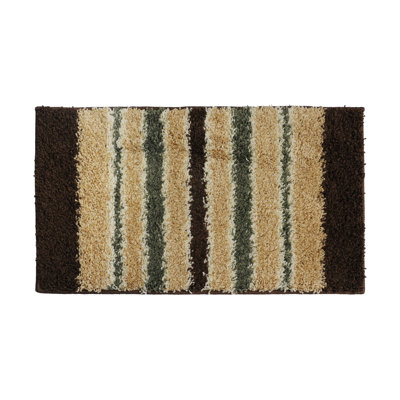Tapis rayé vert olive / brun