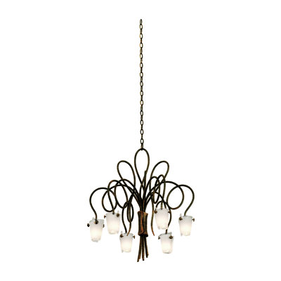 Lustre Tribecca 25 po à 6 douilles en cuivre antique