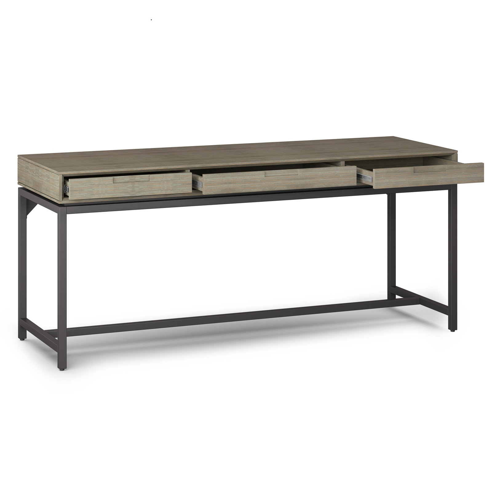 Lars Writing Desk, 31.50" H x 72" W x 24" D, Distressed Grey/Black