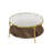 Modern Round Walnut 2-Tiered Coffee Table With Glass Top And Gold Base For Living Room, 29.9"