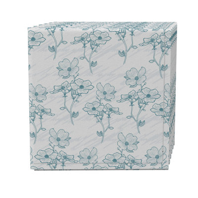 Rectangular Floral Cotton Twill Tablecloth