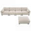 Canapés modulaires | Modulaire en forme de L 130 po à 5 sièges de 130 po pour salon, charge, table pliante, repose-pieds mobile | Chenille | Beige