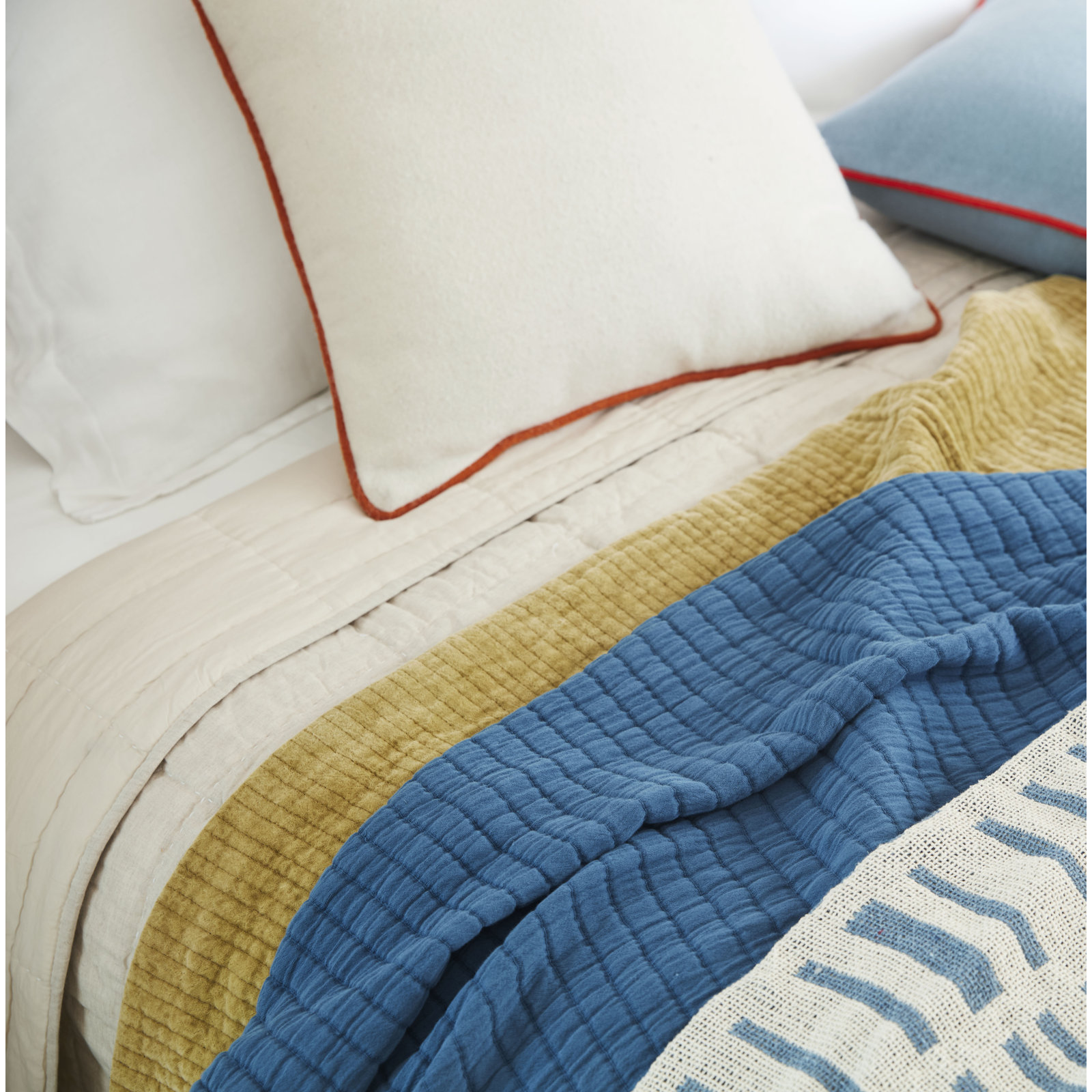 Fielder Linen Quilt Set, King Quilt, Natural