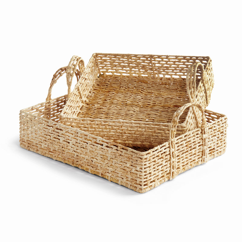 PLATEAUX RECTANGULAIRES JULIET ABACA, ensemble de 2