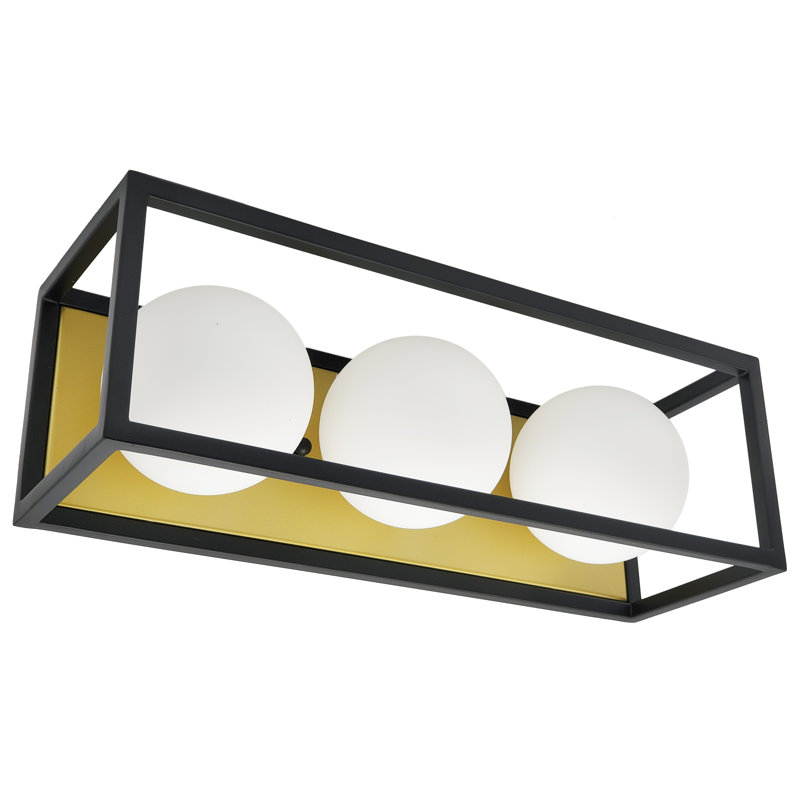 3 lumières, ampoules G9, finition laiton, applique murale rectangulaire