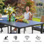 Table de salle à manger d'extérieur en acier avec trou pour parasol Stiles Callista