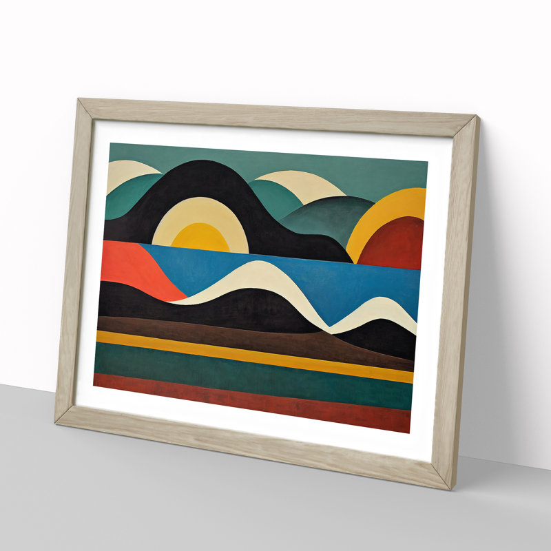 Abstract Landscape Hills - Framed Print, 34cm H x 46cm W x 2cm D, Oak