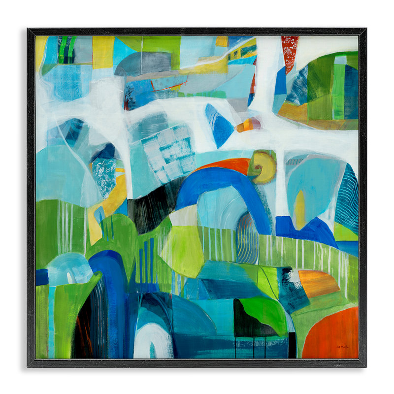 «Restless Bright Shapes», estampe numérique encadrée par Jill Martin, H 12 po x l 12 po, Giclée encadrée noir minuit