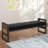 56.7" Boucle Upholstered Bench with PE Rattan Accent Armrest-1361940043