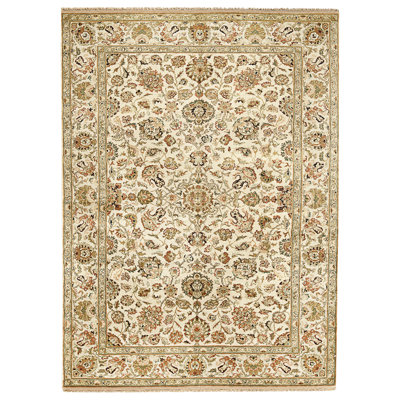 Hand Knotted Wool Area Rug in Gold And Rust