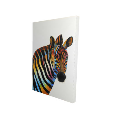 Décoration de toile colorée vue de profil d'un zèbre - animaux rouges