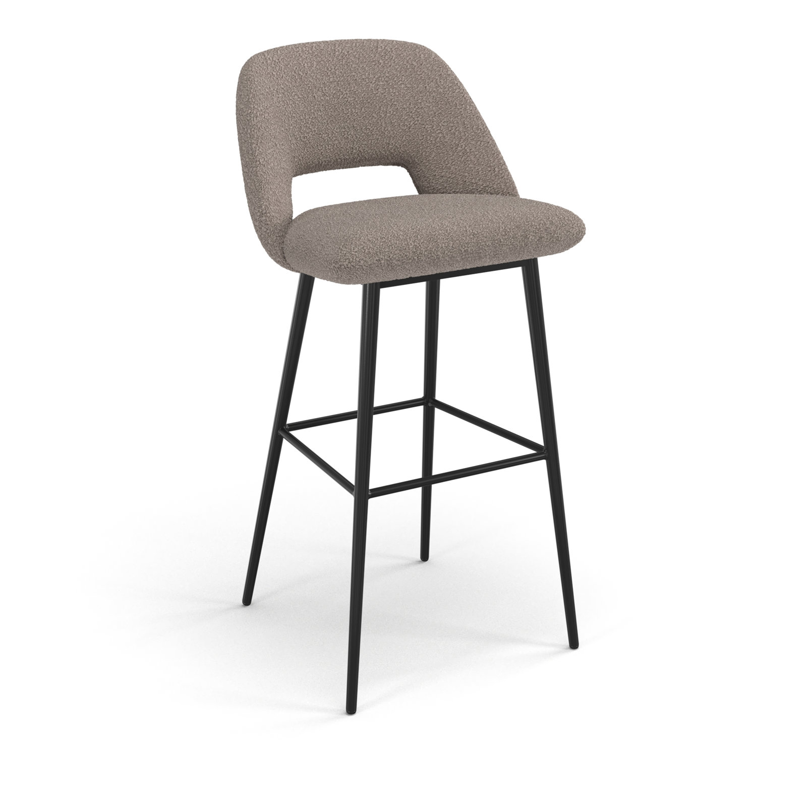 Valdez Boucle Bar & Counter Stool, Gray Boucle, Bar Stool (29” Seat Height)
