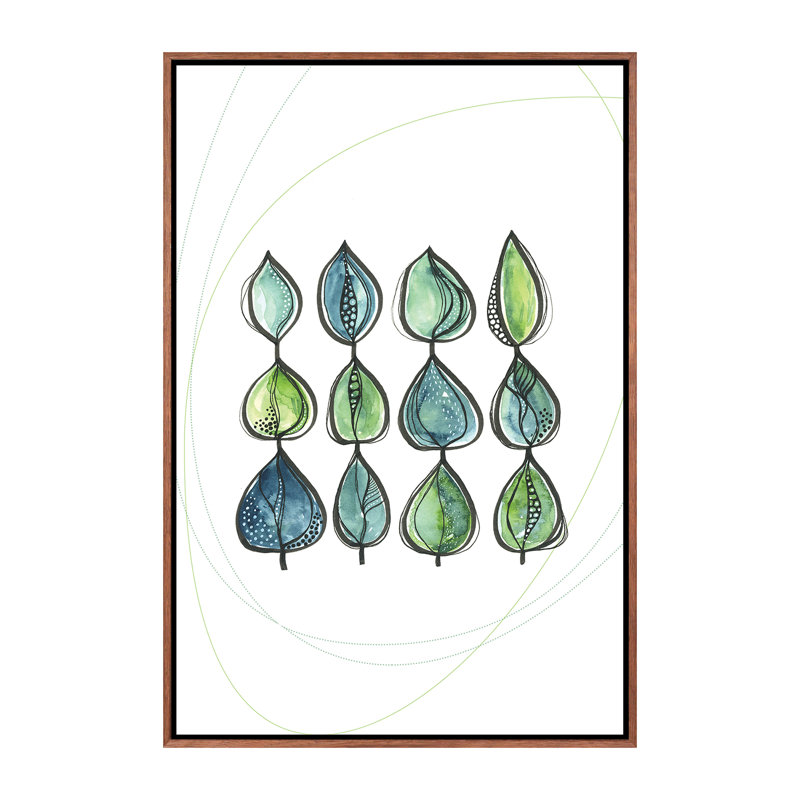 Water Water Leaves - impression d'art graphique, Toile avec cadre brun, H 40 po x l 26 po x P 1,5 po, Pas de tapis