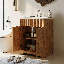 25"W Fluted Bathroom Vanity With Ceramic Sink & Adjustable Shelf