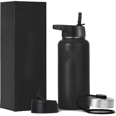 WAO 38 oz. Thermal Bottle with Lid in Matte Black