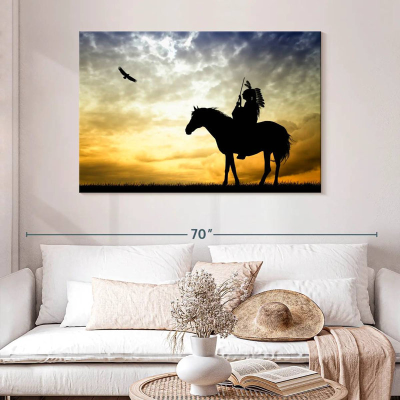 Lelar Indian On Horse, 32" H x 48" W