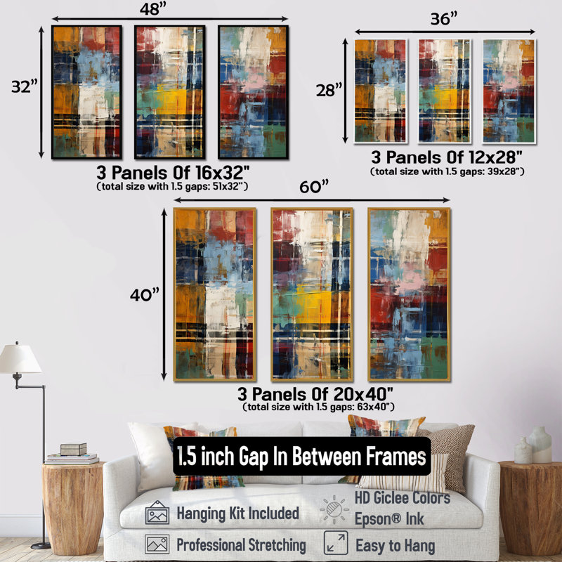 Carreaux colorés de couleurs terreuses IV - mosaïque boho, Cadre flottant noir, H 28 po x l 36 po x P 1 po