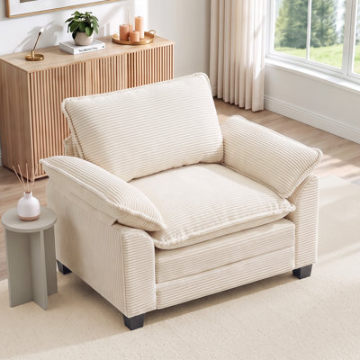 41" Cloud Corduroy Upholstered Sofa with Extra-Wide Armrests
