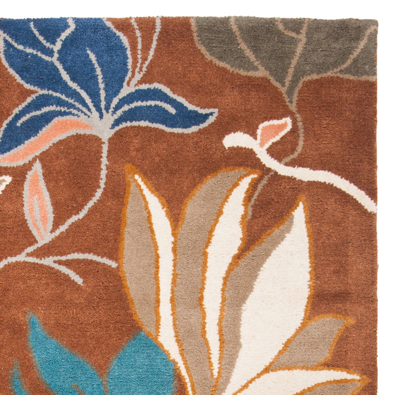 Tapis brun en laine touffeté à la main Carolette, Rectangle 3 pi 6 po x 5 pi 6 po