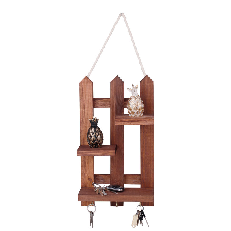 Élégant porte-clés en bois, couleur noyer, 15,7 x 9,1 x 3,5 pouces | Corps en bois durable, parfait pour organiser les clés et les accessoires | Décoration intérieure élégante pour les vestibules et les espaces de vie