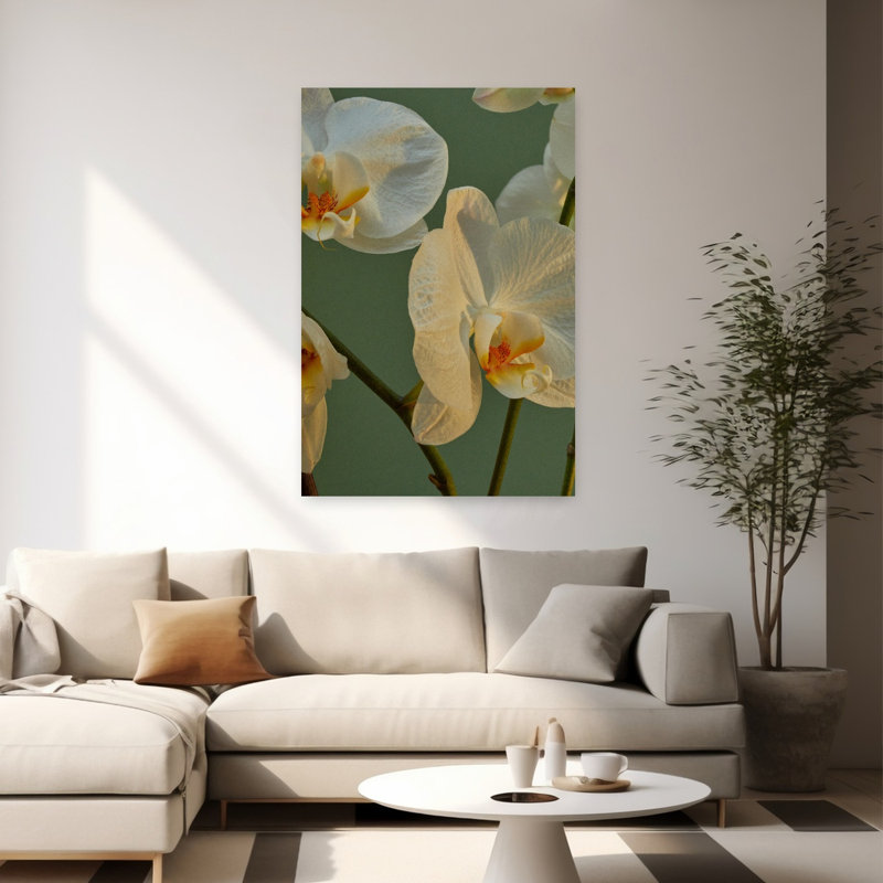 Art contemporain contemporain serein abstrait orchidée papillon, H 60 po x l 40 po