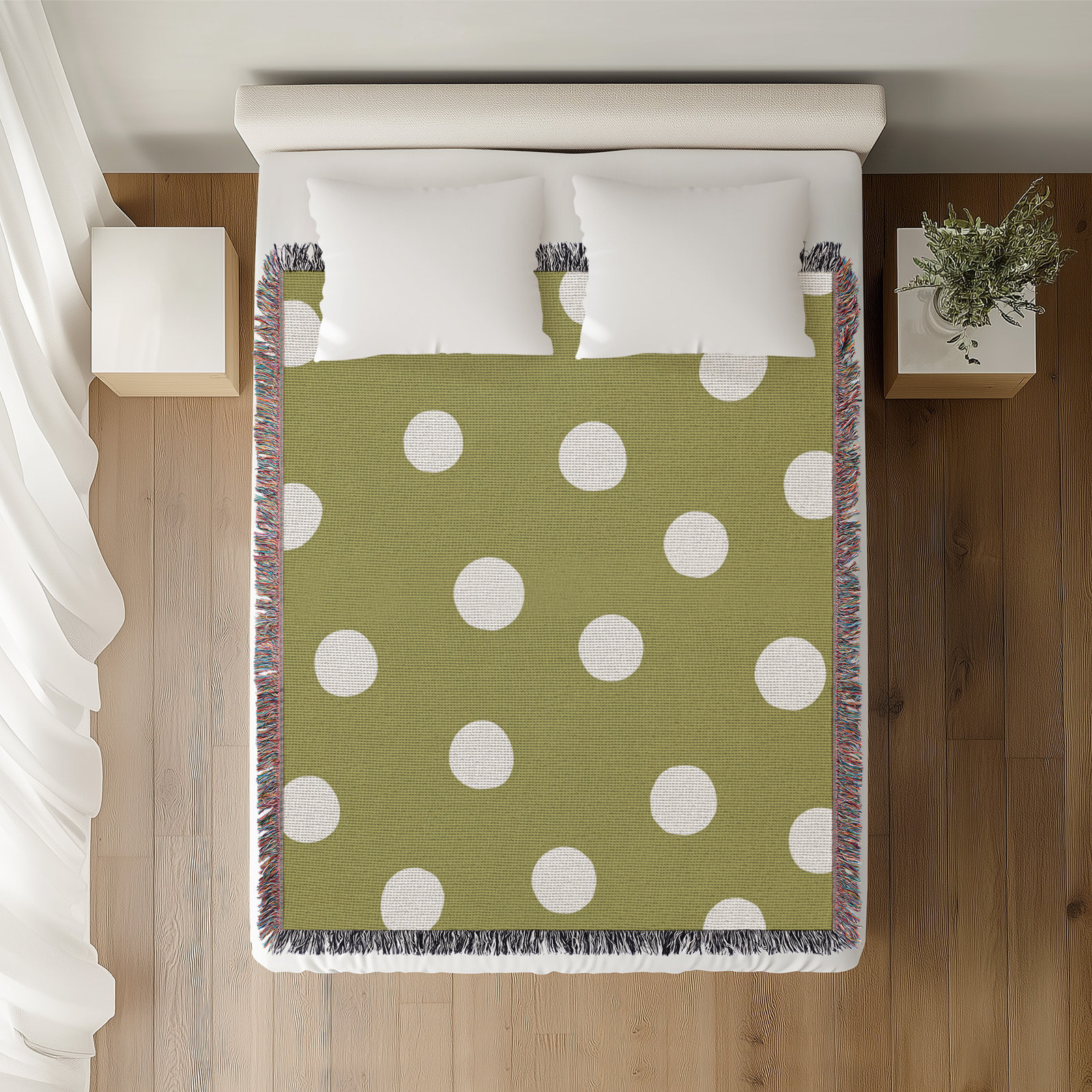 Leonore Cotton Hand Woven Throw Blanket, 60" x 60" – Throw, Chartreuse