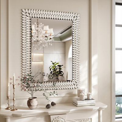 Large Jeweled Mirror for Wall Decor, Luxury Sparkling Diamond Mirror Beveled Modern Wall Decoration for Bathroom, Living Room, Bedroom, Hallway, Entryway