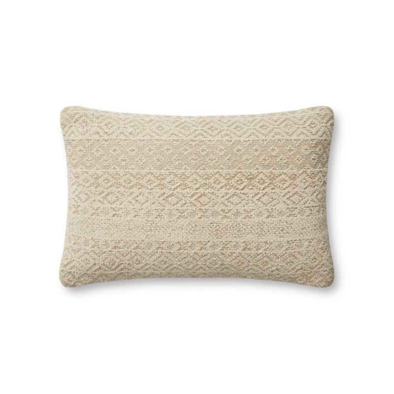 Sand and Ivory Diamond Pattern Lumbar Pillow Cover