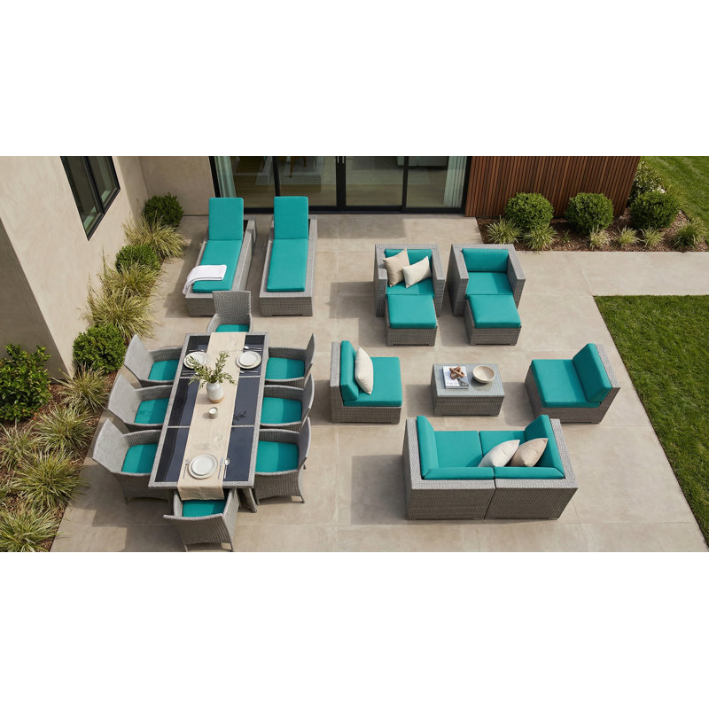 Ensemble de conversation en osier Pavior, gris, Toile Aruba Sunbrella®