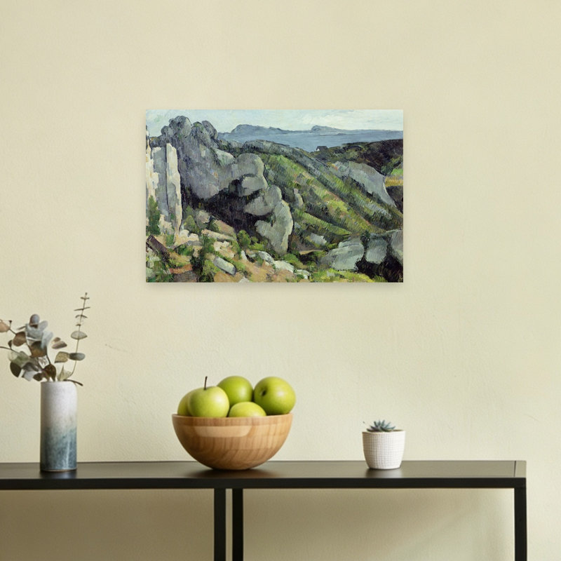 Rocks At Lestaque, 1879-82 Abstract Contemporary Landscape Wall Art Print by Paul Cezanne - Wrapped Canvas Print