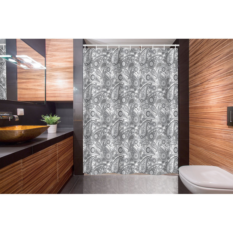 Paisley Shower Curtain with Hooks Included, 72" H x 36" W, Ilio Paisley