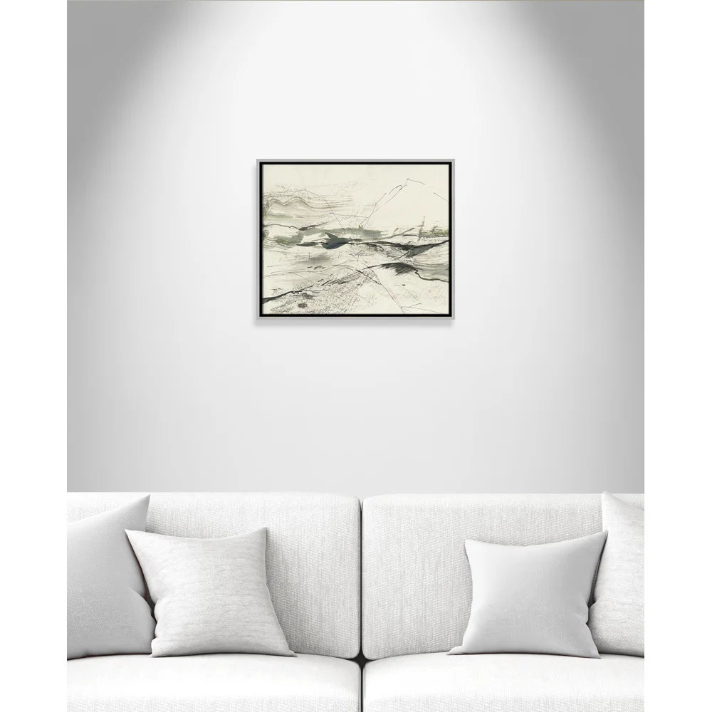 Green Sketches Print by PI Studio, 17.5" H x 21.5" W x 2" D, Silver Floater Framed, No Mat