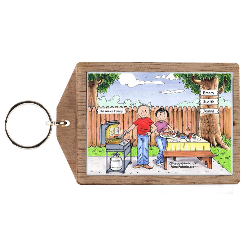 Porte-clés personnalisé en bois BBQ 3, Oui