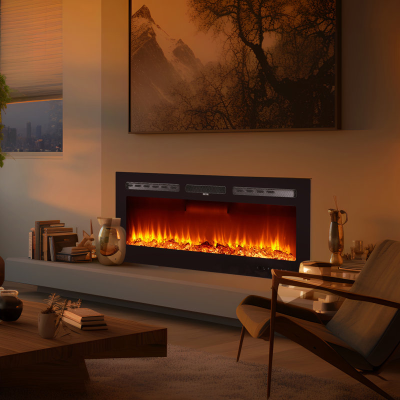Blue Elephant 127cm W Black Electric Fireplace