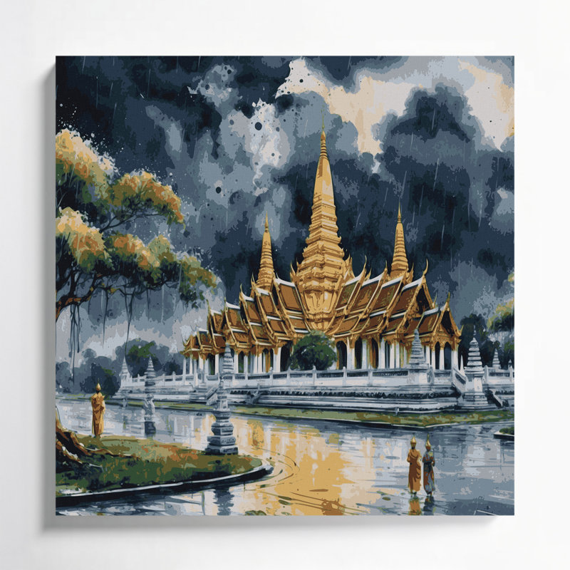 Art mural sur toile avec villes bleues «Vientiane Laos», H 8 po x l 8 po